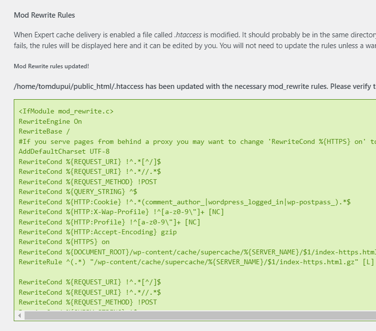 Wp super cache mod rewrite rules