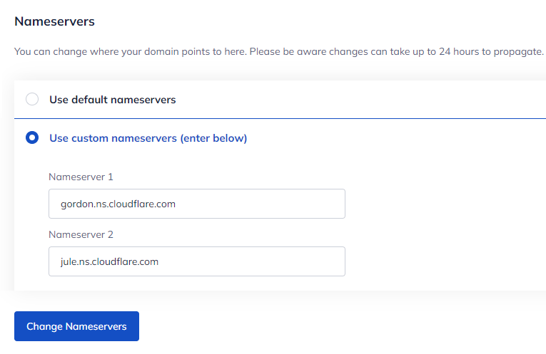 Change nameservers to cloudflare