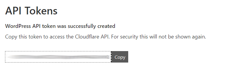 Cloudflare api wordpress token