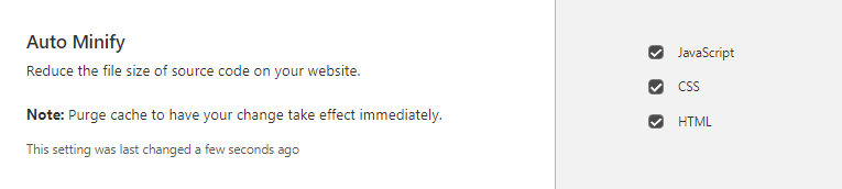 Cloudflare minify javascript css html