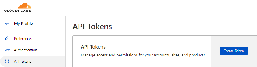 Create cloudflare api token