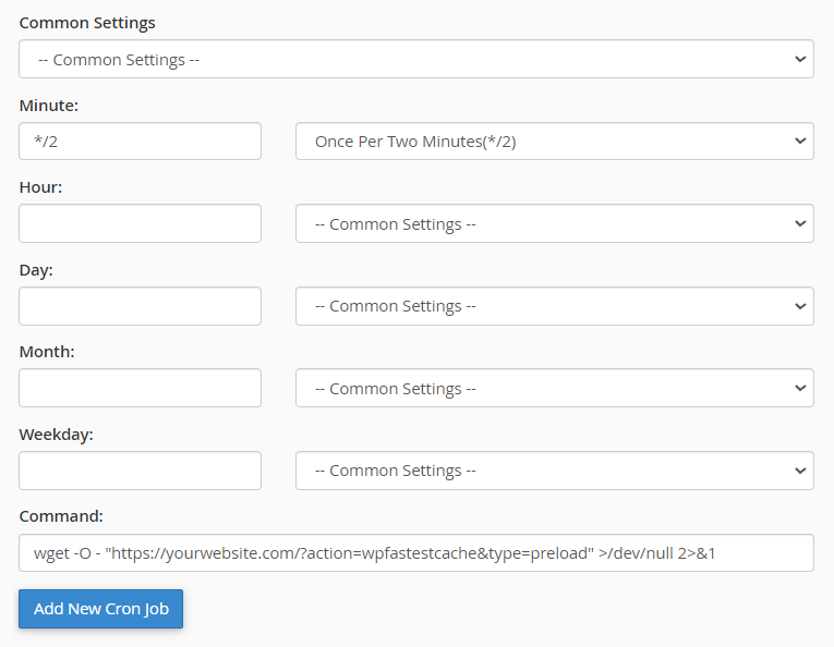 Wp fastest cache cron job