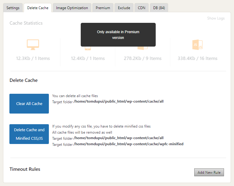 Wp fastest cache delete cache settings