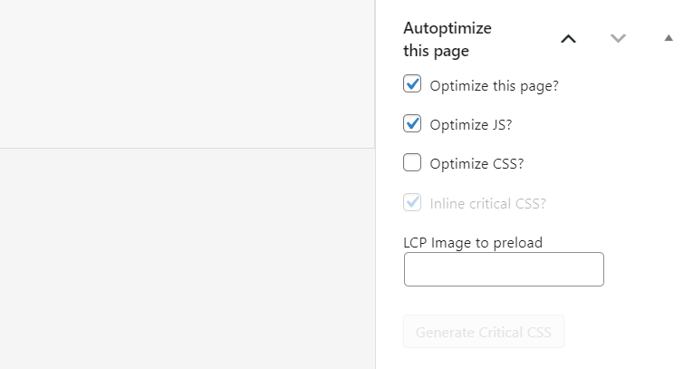 Autoptimize metabox
