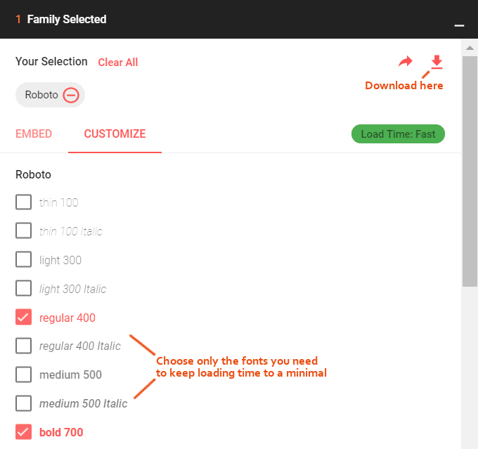 Google-fonts-selection