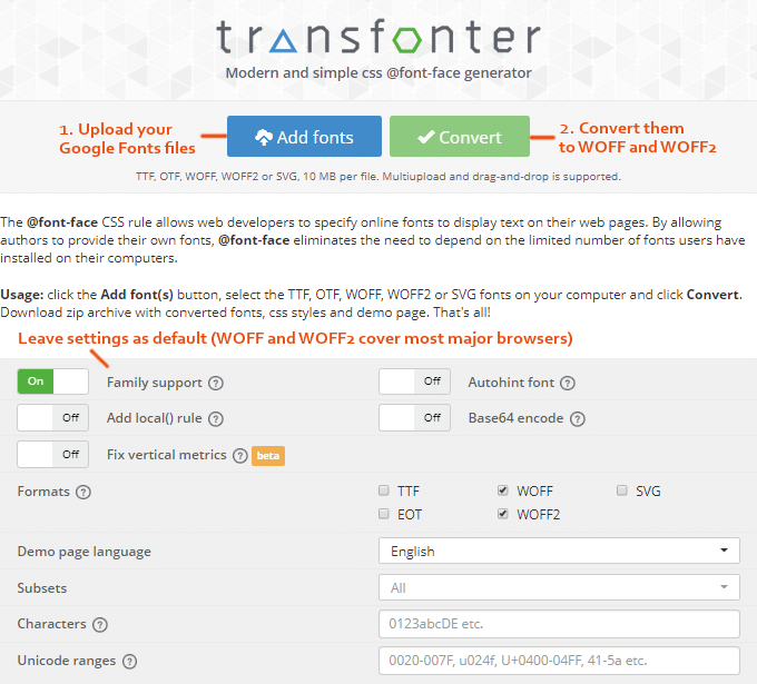 Transfonter-google-font-conversion