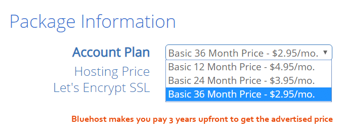 Bluehost pricing