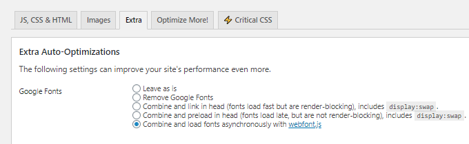 Autoptimize google fonts asynchronous load