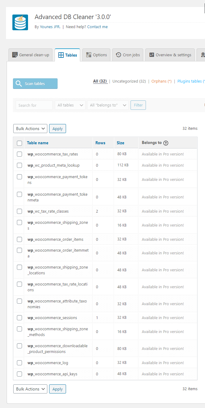 Clean woocommerce database