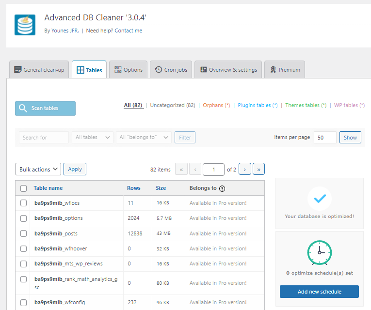 Advanced db cleaner