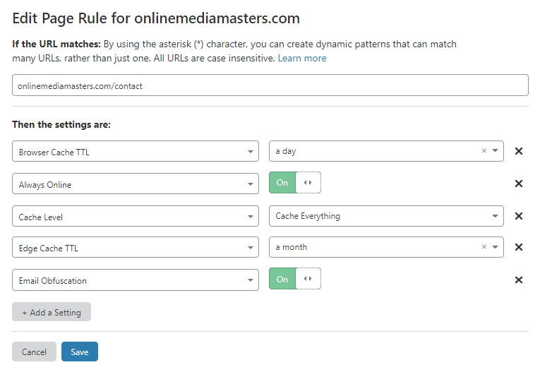 Cloudflare email obfuscation page rule