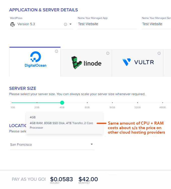 Cloudways do pricing