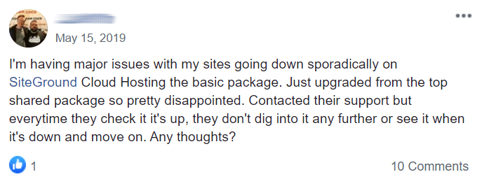 Siteground cloud hosting down