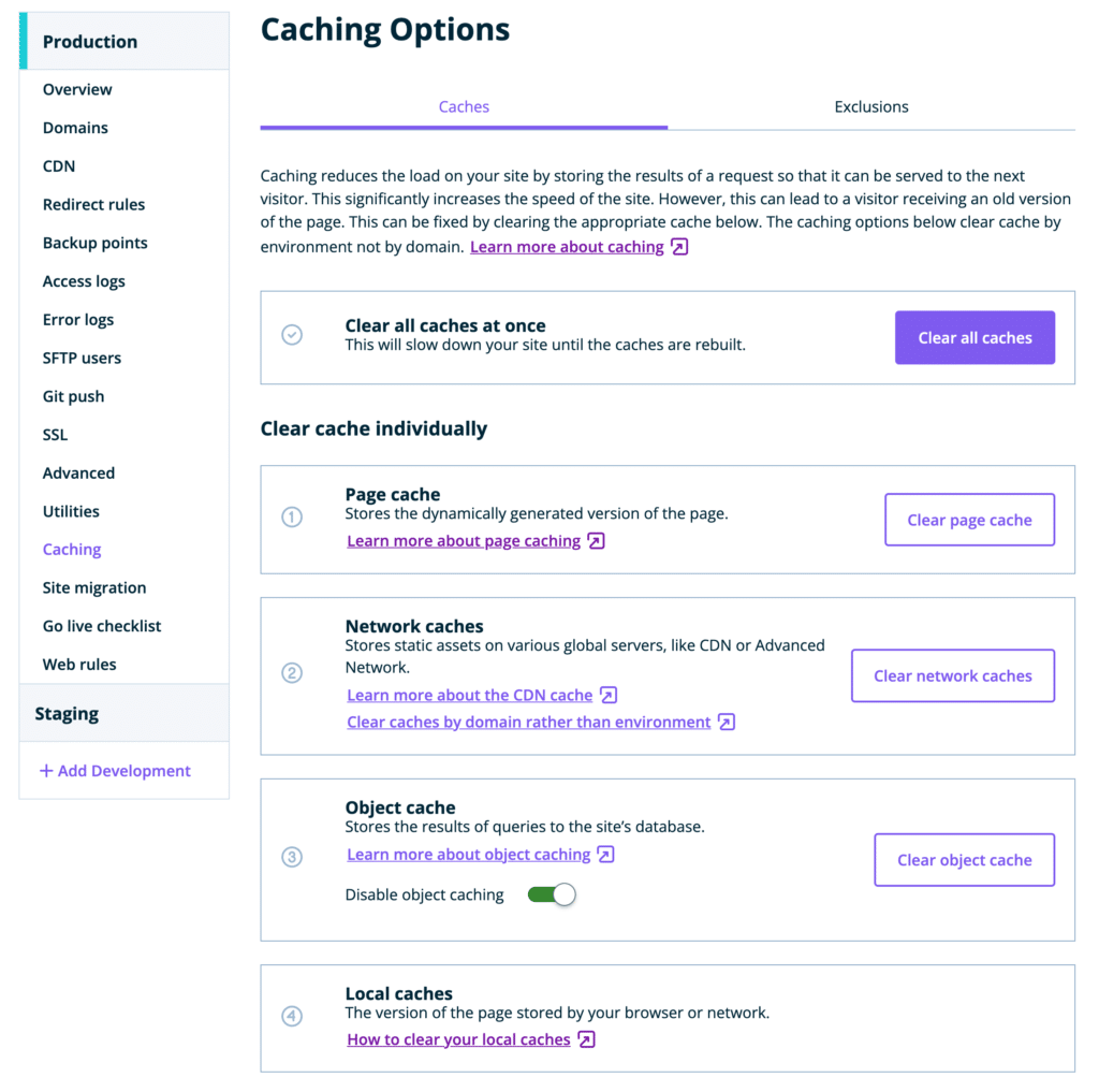 Wp engine caching