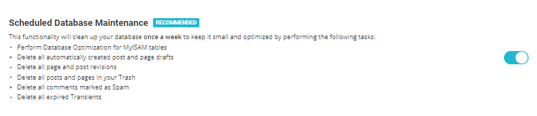 Siteground optimizer scheduled database maintenance