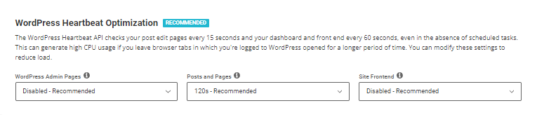 Siteground optimizer wordpress heartbeat optimization