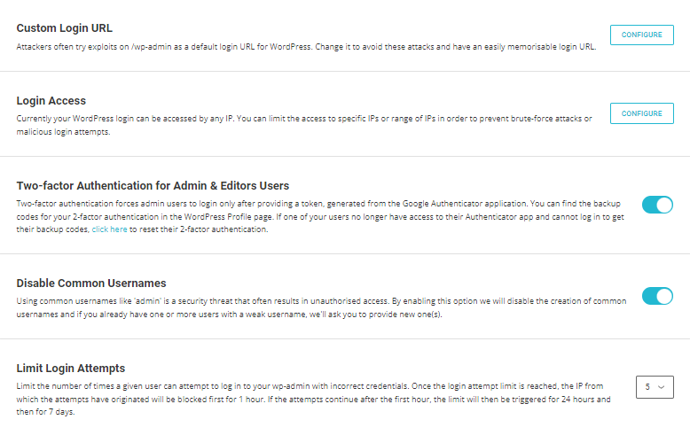 Siteground security plugin