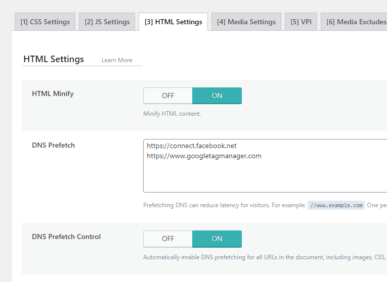 Litespeed cache dns prefetch