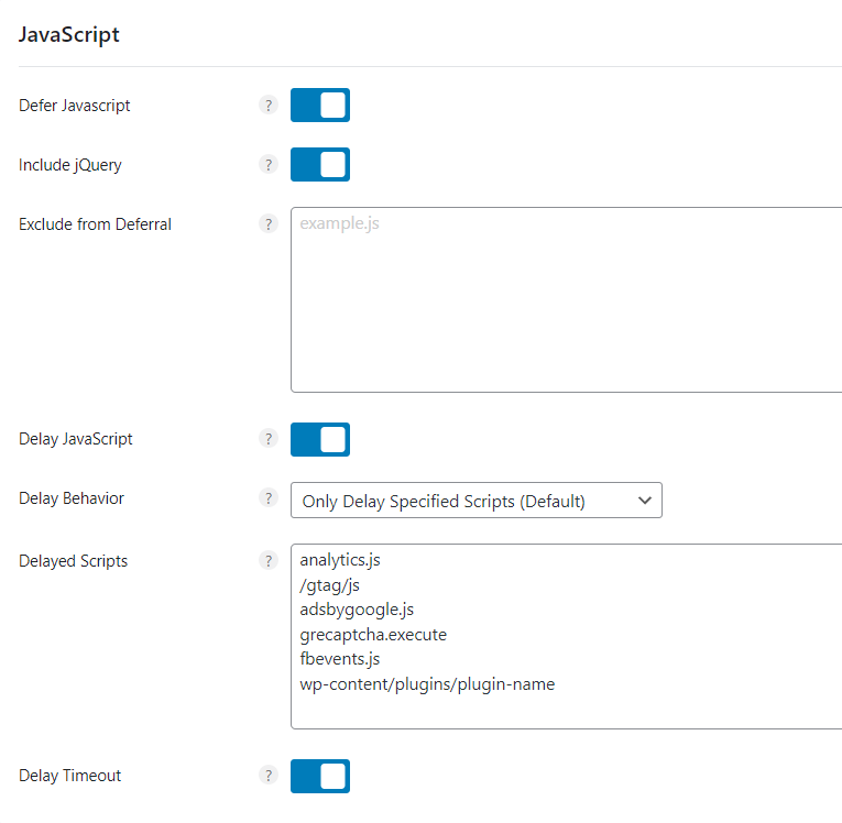 Perfmatters defer delay javascript