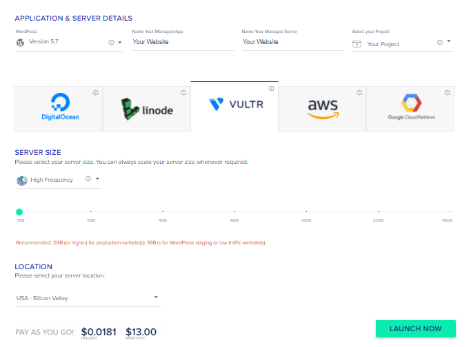 Launch vultr high frequency server