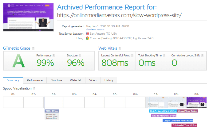 Gtmetrix report - omm