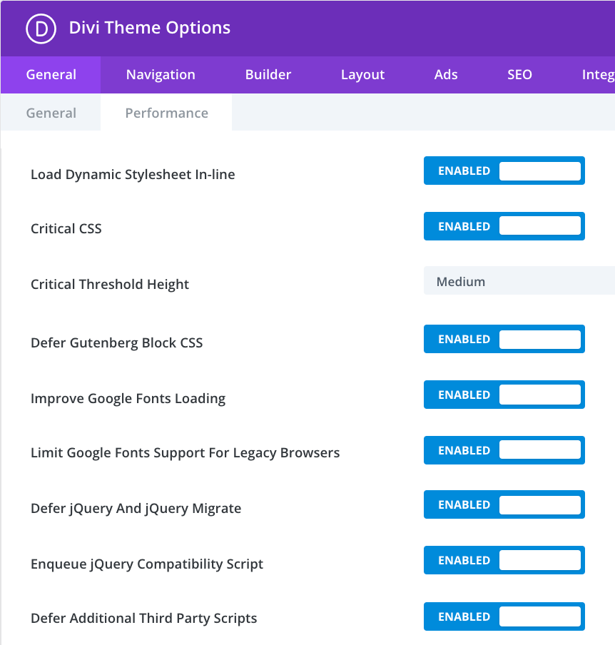 Eliminate render-blocking resources divi
