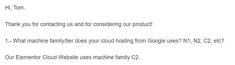Elementor google cloud hosting c machine family