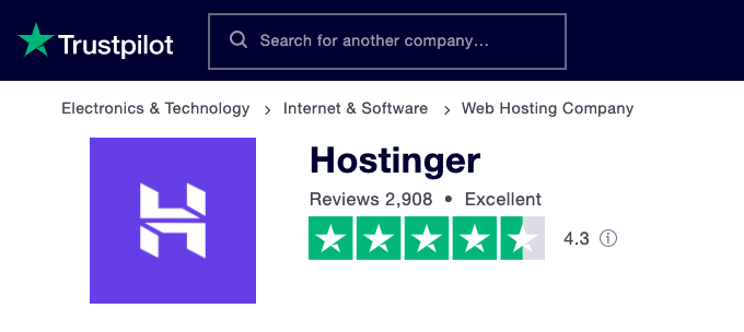 Hostinger trustpilot reviews