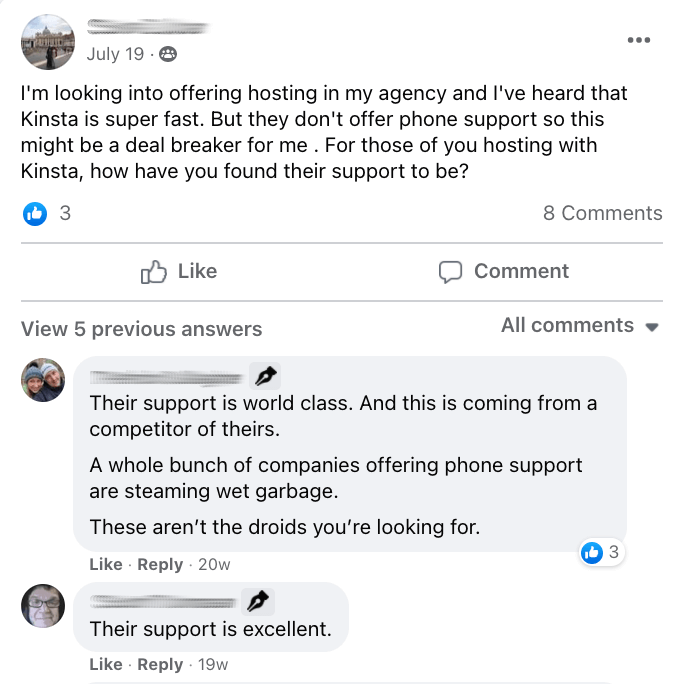 Kinsta support