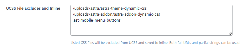 Ucss file excludes and inline astra