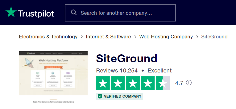 Siteground trustpilot reviews
