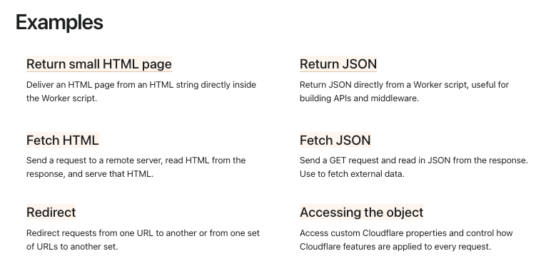 Cloudflare workers examples