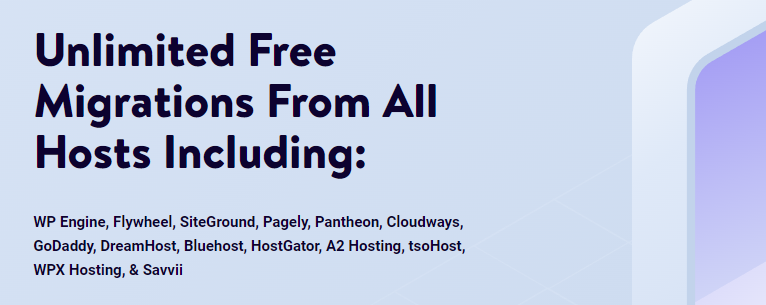 Kinsta free migrations from select hosts