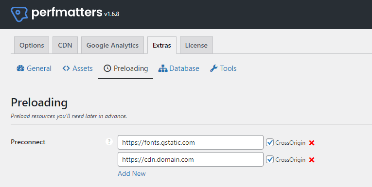 Preconnect to required origins wordpress perfmatters
