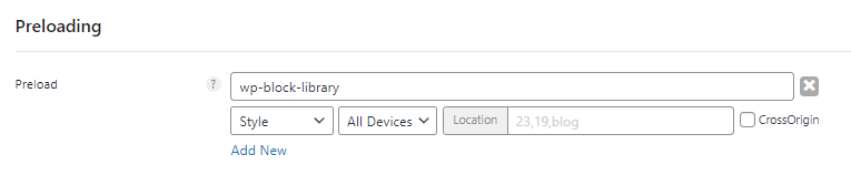 Preload wordpress block library perfmatters